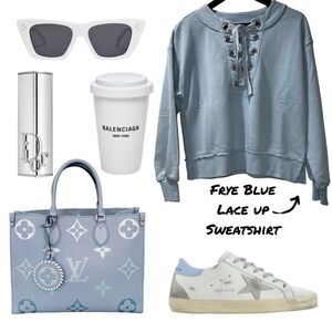 Frye Blue Lace Up Sweatshirt